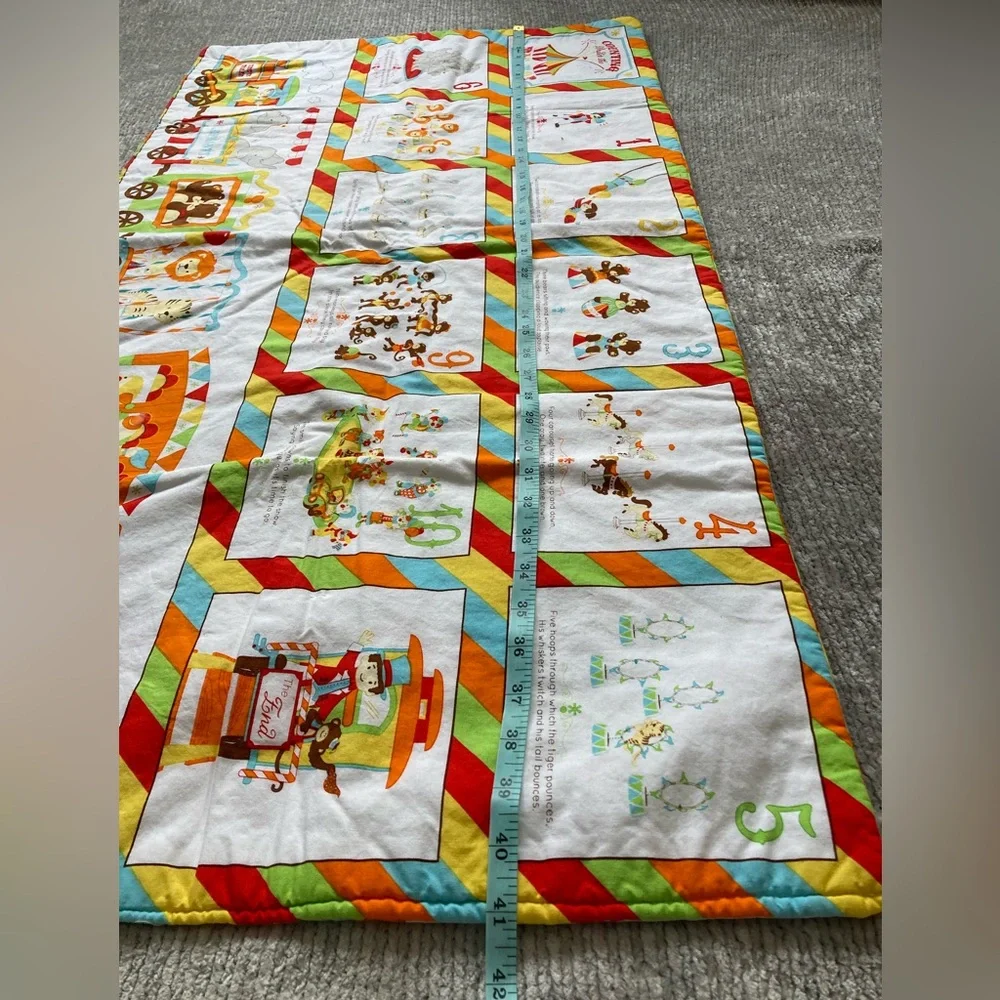 Vintage Baby Quilt Blanket Kitchsy‎ Cute Animal Train Counting Soft Retro